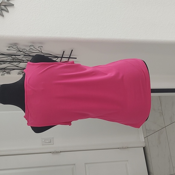 2 for 1 New Fuchsia Sleeveless Cutout Front Top Olive Green Smocked Babydoll XL - Picture 4 of 12